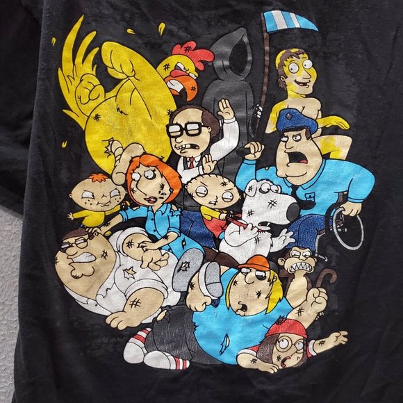VINTAGE Family Guy Y2K Men T-Shirt 2XL Black Death‎ Peter Griffin Stewie Brian - Picture 3 of 9